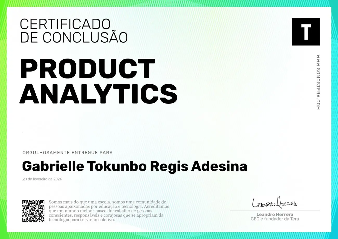 Certificado Product Analytics