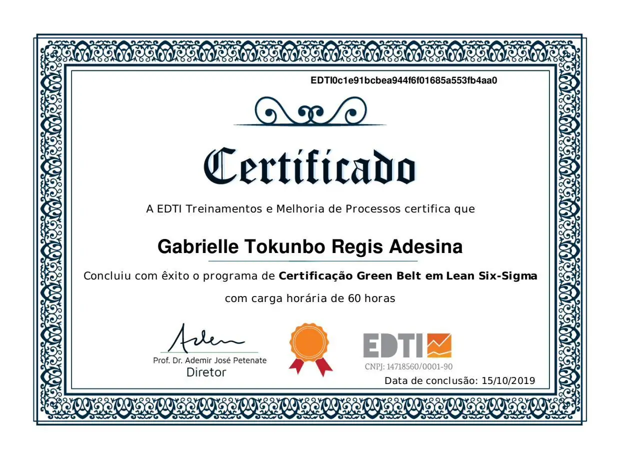 Certificado Lean Six Sigma Green Belt